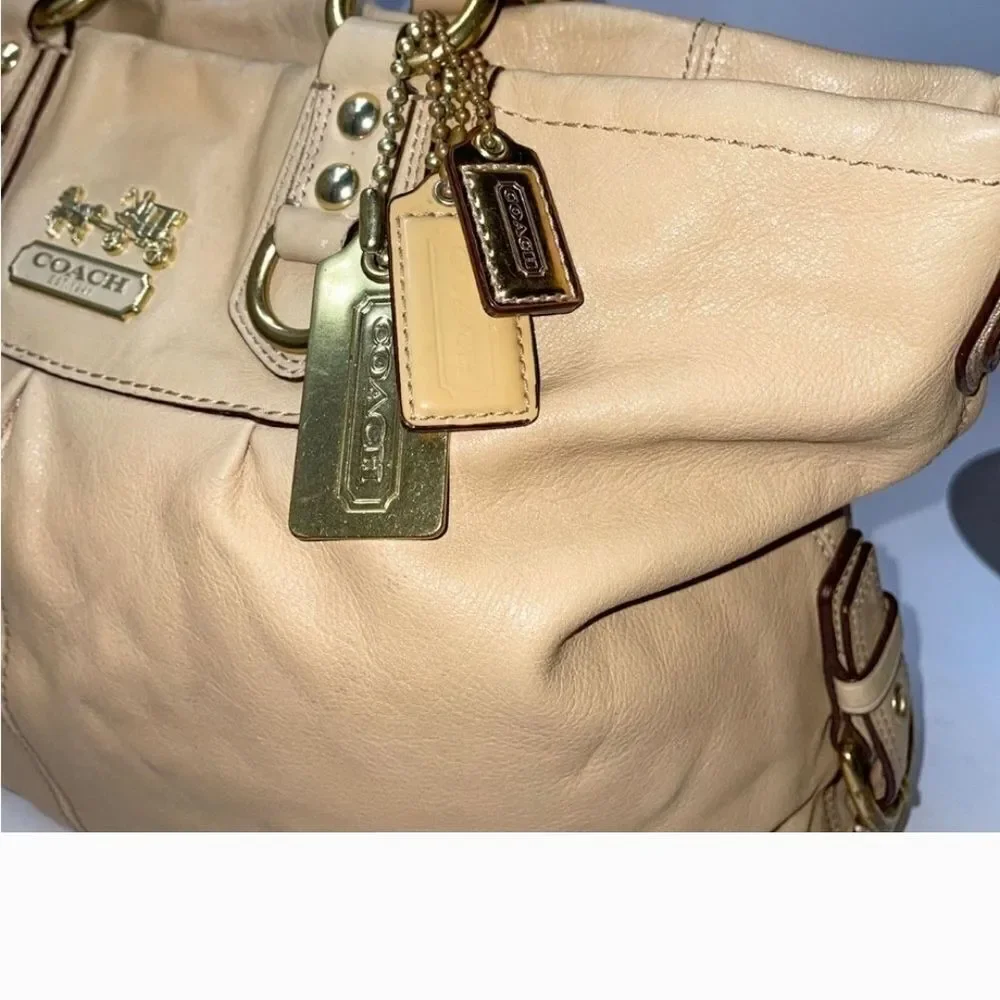 Coach Beige Leather Tote Bag